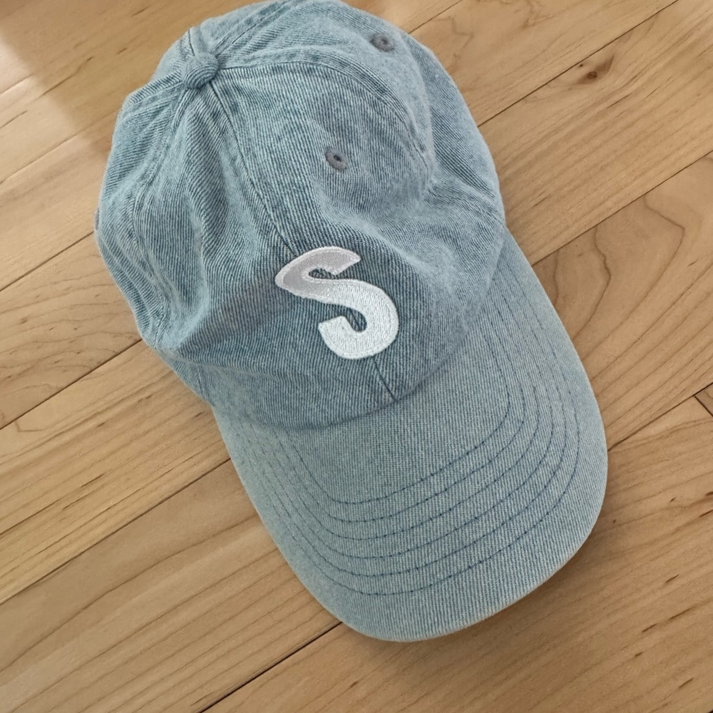 Blue Denim Baseball Cap with Embroidered S
